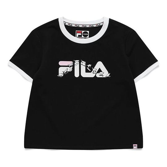 FILA FUSION Funny Logo Printing high waist Short Sleeve Black T61W033104A-BK
