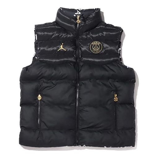Air Jordan Paris Saint-Germain Reversible Stay Warm Stand Collar vest Black CV9957-010 Padded Clothes  -  KICKS CREW