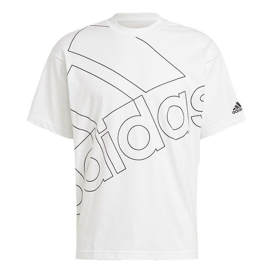 adidas originals U Favs Q1 T Large Logo Printing Sports Round Neck Short Sleeve White GK9424