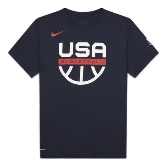 Men's Nike Alphabet Printing Casual Sports Training Short Sleeve Blue T-Shirt CT8784-451