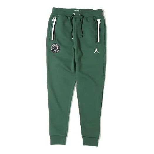 Men's Air Jordan Statement Paris Saint-Germain Fleece Stay Warm Bundle Feet Sports Pants/Trousers/Joggers Green DB6505-333