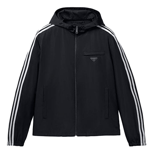 Men's adidas originals Stripe Hooded Track Jacket Black HN3987