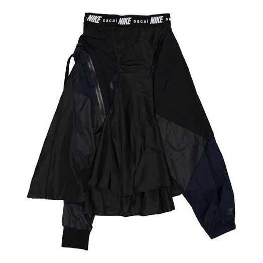 (WMNS) Nike x Sacai Skirt Splicing Sports Skirt Black Pants 'Black Dark Obsidian' CD6299-012