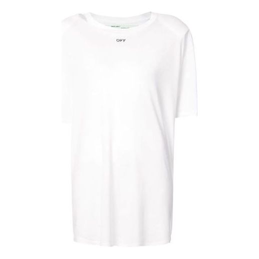 (WMNS) Off-White Printed Back Slit Crewneck Oversized T-shirt White OWAA035R184040060140