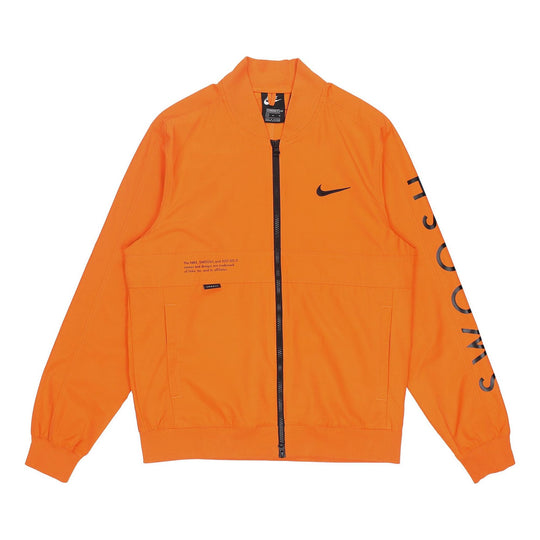 Nike Sportswear Swoosh Logo Printing Sports Jacket Orange DJ5368-801