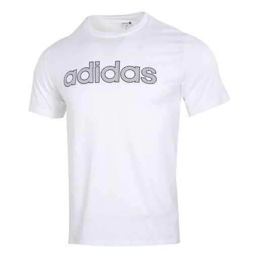 Men's adidas neo Athleisure Casual Sports Breathable Logo Solid Color Round Neck Short Sleeve White T-Shirt HD7069