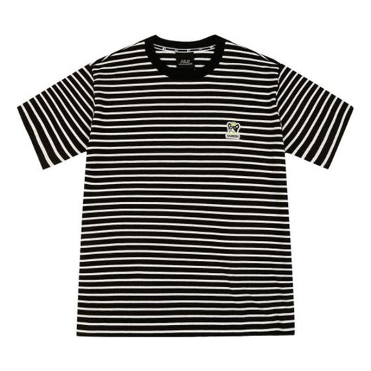 MLB Basic Embroidered Cartoon Pattern Stripe Short Sleeve Unisex Black 31TSC4031-50L