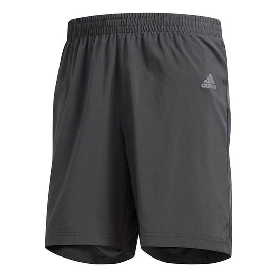 adidas Own the Run Sho Training Sports Reflective Stripe Woven Shorts Gray DT4817