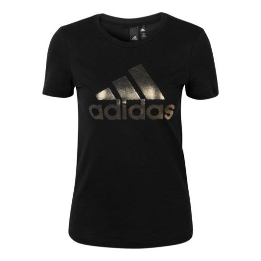 (WMNS) adidas Foil t-shirt Sports Stylish Round Neck Short Sleeve Black DW5723