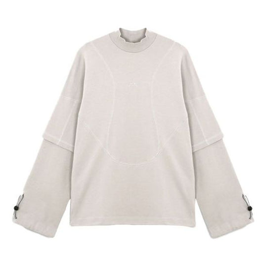 Men's A-COLD-WALL* SS21 Oversized Layered Solid Color High Collar Long Sleeves Cement T-Shirt ACWMTS024-CEM
