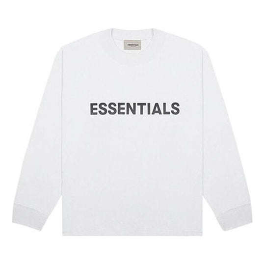 Fear of God Essentials SS20 3D Silicon Applique Boxy Long Sleeve White Logo Tee FOG-SS20-293