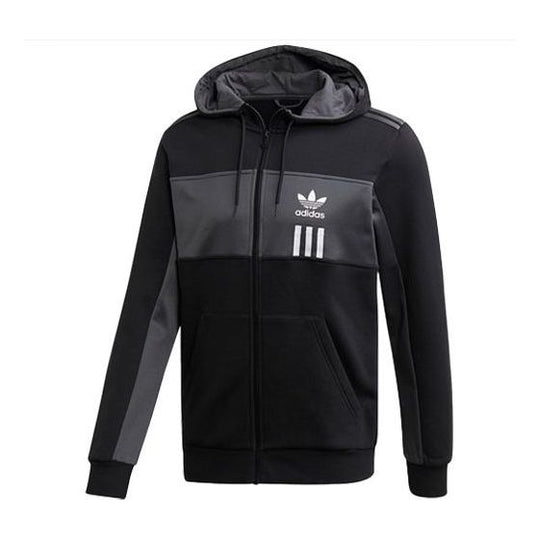 adidas originals Casual Sports hooded Zipper Jacket Black FH9364