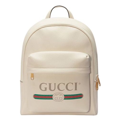 GUCCI Leather Decoration Vintage Red Green Stripes Prints Backpack White 547834-0Y2BT-8824