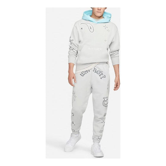 Men's Jordan Printing Logo Fleece Drawstring Lacing Sports Pants/Trousers/Joggers Gray DO2502-097