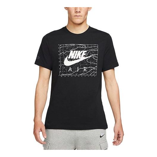 Men's Nike Casual Sports Breathable Chest Printing Short Sleeve Black ...