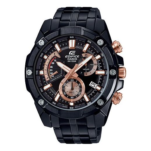 Men's CASIO EDIFICE Series Retro Stainless Steel Strap Gold Business Mens Black Analog EFR-559DC-1A