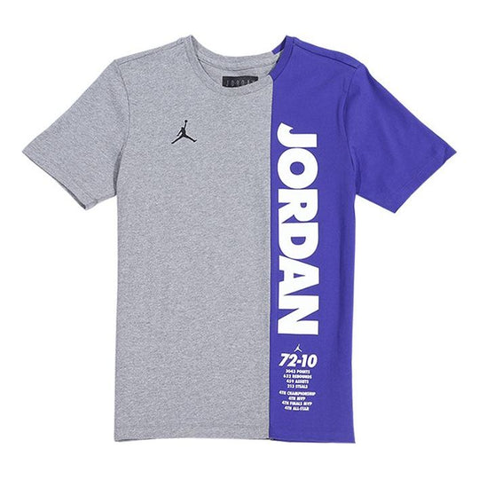 Air Jordan Alphabet Logo Colorblock Round Neck Short Sleeve Gray 'Grey Blue' BQ0239-091