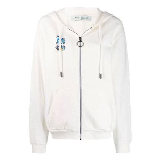 (WMNS) Off-White Zipper hooded Long Sleeves Hoodie Ordinary Version Creamy White OWBE003E190030630130