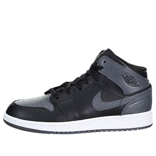 (GS) Air Jordan 1 Retro Mid 'Black Dark Grey' 554725-041 Big Kids Basketball Shoes  -  KICKS CREW