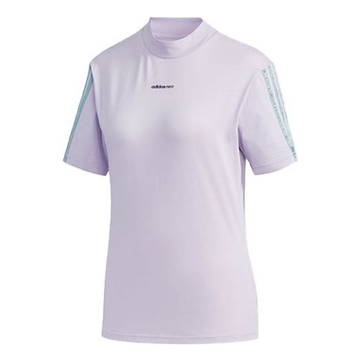 adidas neo Athleisure Casual Sports Small Stand Collar Short Sleeve Purple GD8562