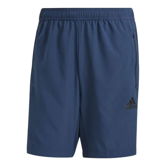 Men's adidas Solid Color Stripe Logo Printing Casual Sports Shorts Navy Blue GT8162