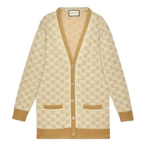 (WMNS) Gucci GG Golden And Silver Silk Wool Cardigan For Golden 605910-XKAHT-8007