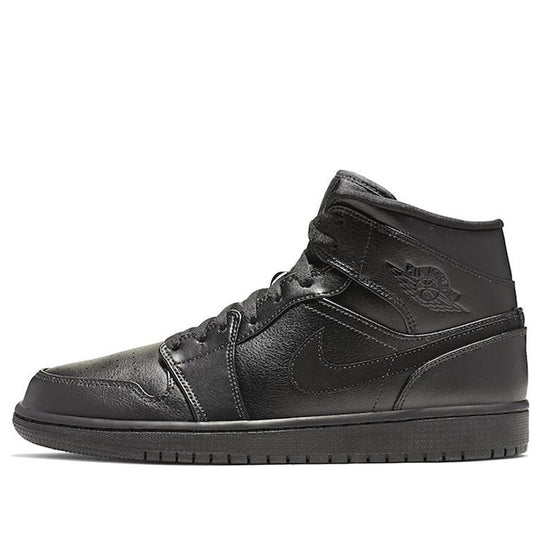 Air Jordan 1 Mid 'All Black' 554724-090 Retro Basketball Shoes  -  KICKS CREW