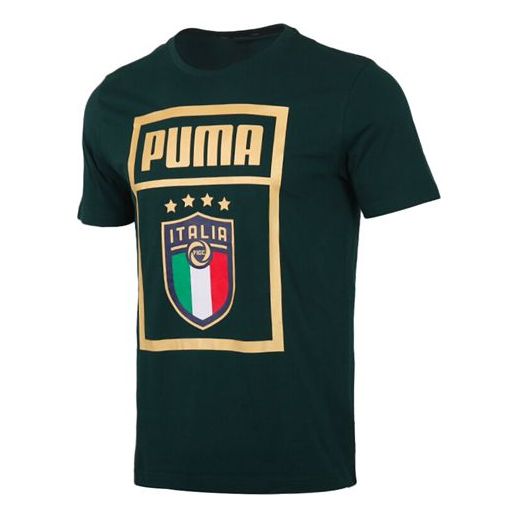 PUMA Large Printing Breathable Casual Round Neck Short Sleeve Green 757504-18