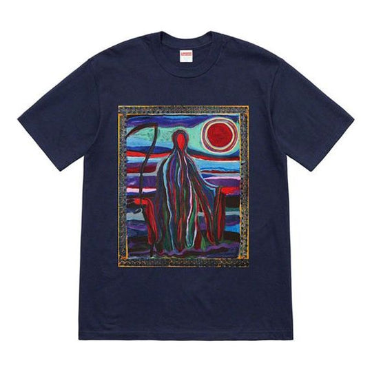 Supreme SS19 Reaper Tee Printing Short Sleeve Unisex Navy Blue SUP-SS19-10487