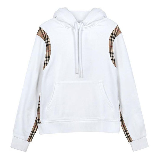(WMNS) Burberry Plaid Loose hoodie White 80321291