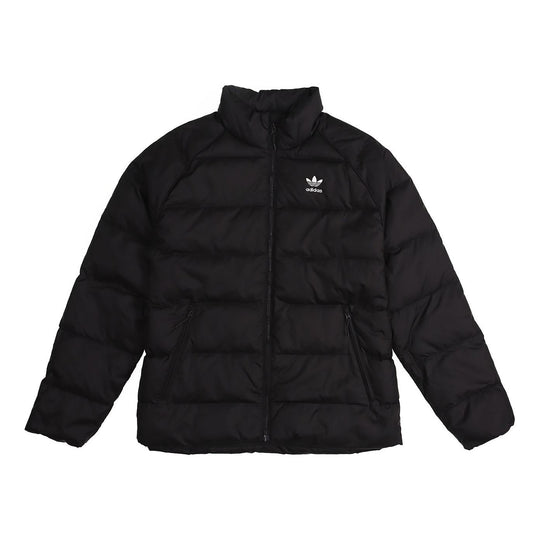 adidas originals Solid Color Stay Warm Zipper Stand Collar Down Jacket Black ED5837