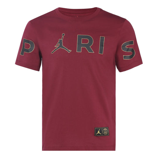 Air Jordan Wordmark Paris Saint-Germain Sports Round Neck Alphabet Short Sleeve Red CK9786-610