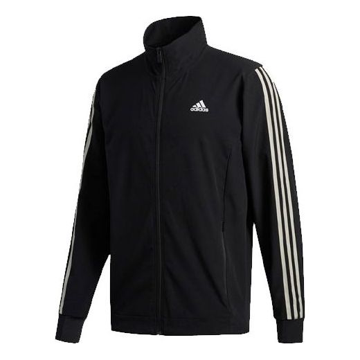 adidas Cool Touch Jkt Training Sports Stripe Stand Collar Logo Jacket Black GE3424