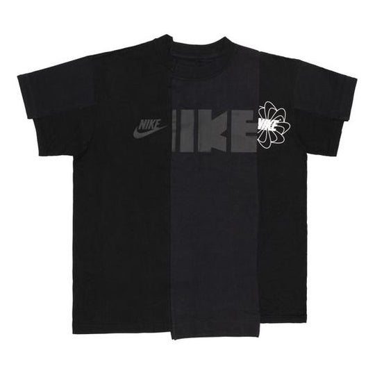 (WMNS) Nike x Sacai Crossover NRG Splicing Logo Short Sleeve Black CD6311-010