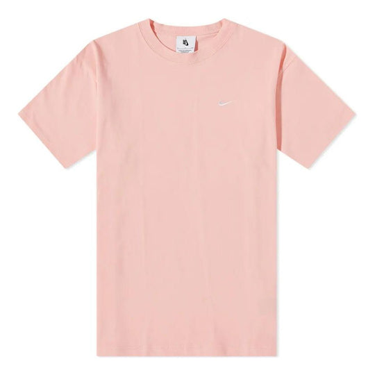Men's Nike Solid Color Cotton Embroidered Logo Round Neck Short Sleeve Pink T-Shirt CV0559-697