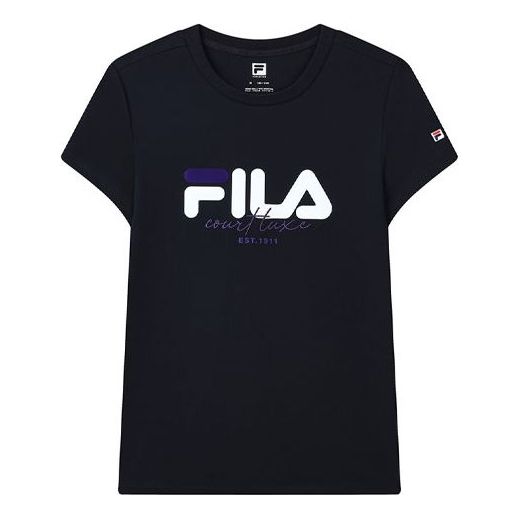 (WMNS) FILA Athletics Logo Printing Round-neck Blue A11W133103F-NV