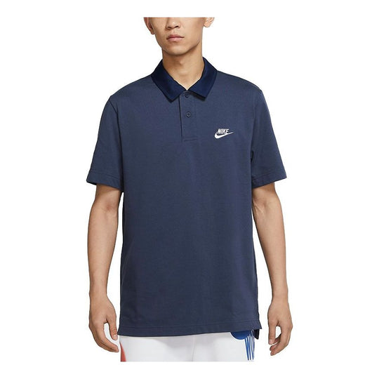 Men's Nike Sportswear Athleisure Casual Sports Rugby Short Sleeve Lapel Navy Blue Polo Shirt DD4713-437