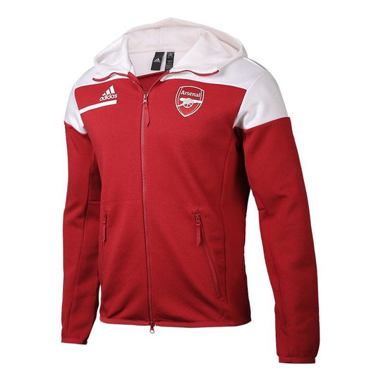adidas Afc Zne 20-21 Season Arsenal Hooded Jacket Red White GN4760