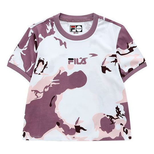 FILA FUSION Camouflage Contrasting Colors Sports Short Sleeve Pink T11W133110F-LP
