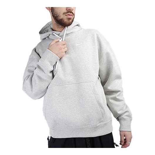 Men's Nike Fleece Drawstring Gray Pullover CD6393-050