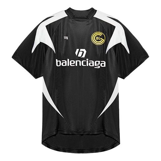 Balenciaga Soccer T-Shirt 'Black/White' - KICKS
