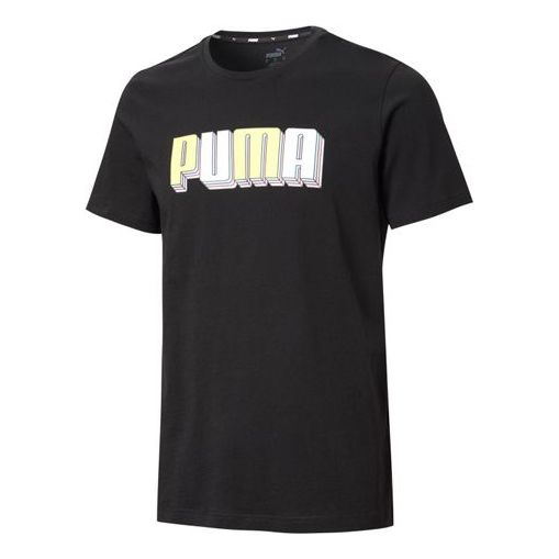 Men's PUMA Celebration Graphic Alphabet Printing Short Sleeve Black 586040-01