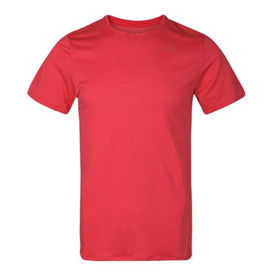 Men's adidas Solid Color Logo Casual Short Sleeve Red T-Shirt FJ1142