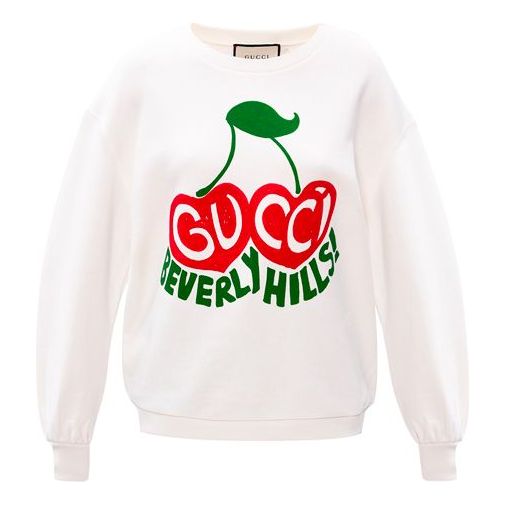 (WMNS) Gucci Beverly Hills Cherry Printed Loose Long Sleeve White 631695-XJCRT-9095 US L
