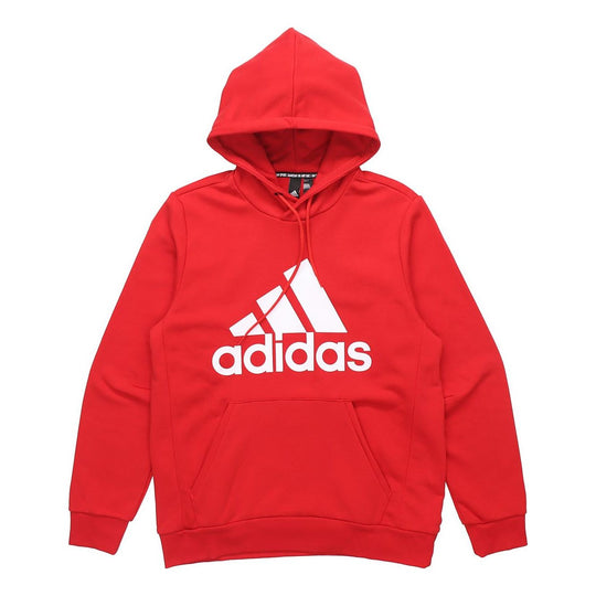 adidas Logo Printing hooded Pullover Sports Red FR7106 - KICKS CREW