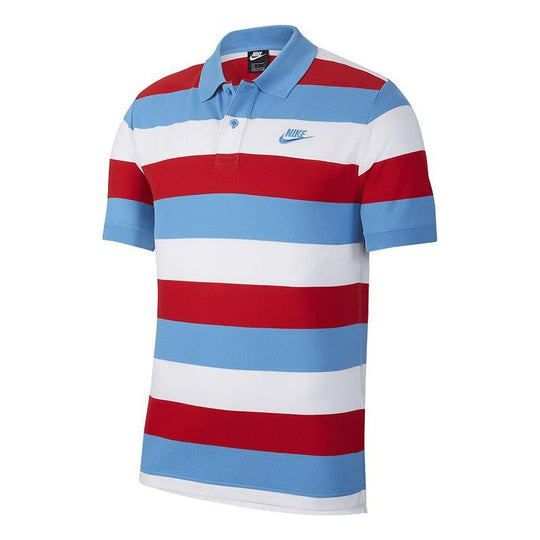 Men's Nike Sportswear Casual Stripe Short Sleeve Multicolor Polo Shirt CJ4466-462