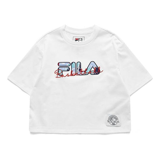 FILA Fusion Casual Sports Printing Round Neck Short Sleeve White T11W128102F-WT
