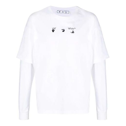 Off-White SS21 Logo Rear Pattern Printing Round Neck Long Sleeves Ordinary Version White OMAB022S21JER0010145