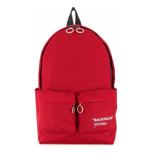 sjæl bliver nervøs Leonardoda OFF-WHITE 20 Slogan Alphabet Printing Zipper backpack schoolbag Red OM -  KICKS CREW