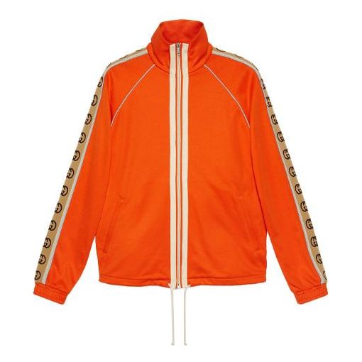 Men's GUCCI Logo Zipper Casual Jacket Orange 598861-XJBZ8-7548 Jacket - KICKSCREW